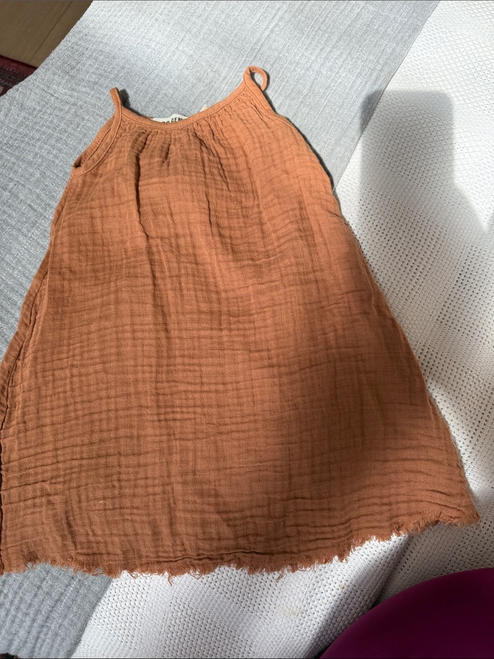 Unbranded Kids A-Line Cotton Gauze Dress in Rust